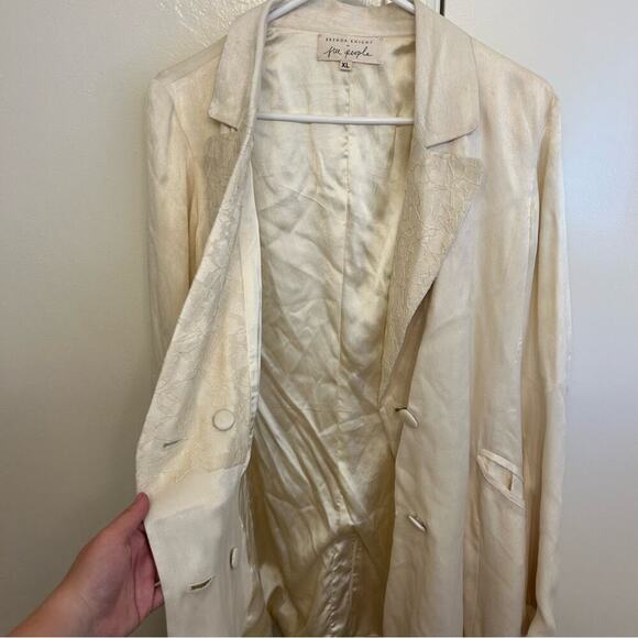 Brenda Knight Free People Cream Lace Blazer XL NWT Double-Breasted - Picture 10 of 14